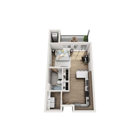 Floor plan for studio, 1 bath, 571 sqft