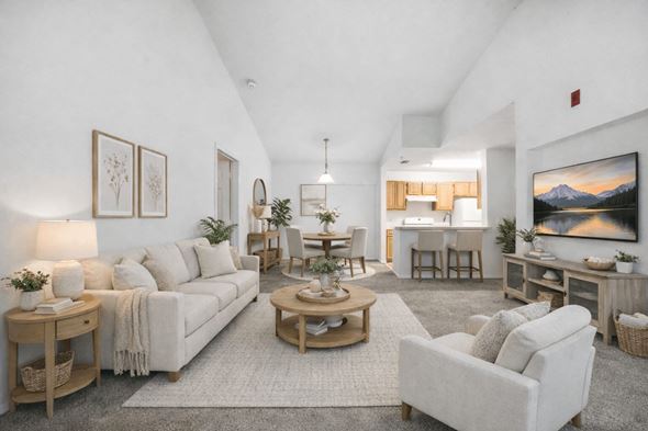 Sanford apartment for rent - A well-lit, spacious living room with a variety of furniture and decor.