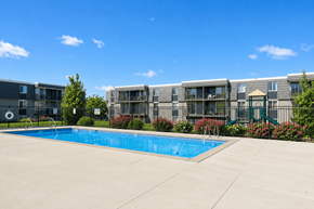 Midvale apartment for rent - A swimming pool in front of apartment buildings.