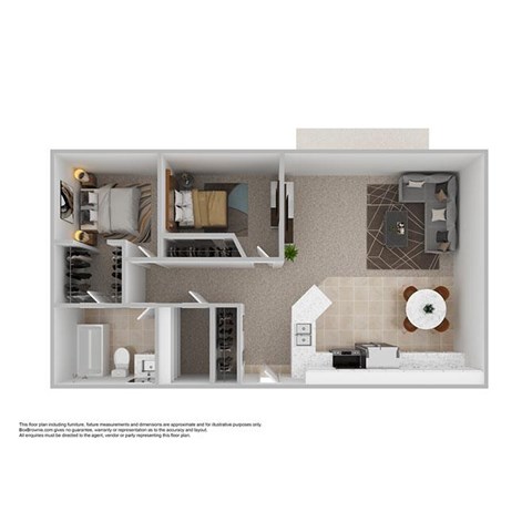 Floor plan for 2 beds, 1 bath, 920 sqft