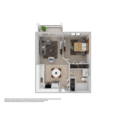 Floor plan for 1 bed, 1 bath, 550 sqft