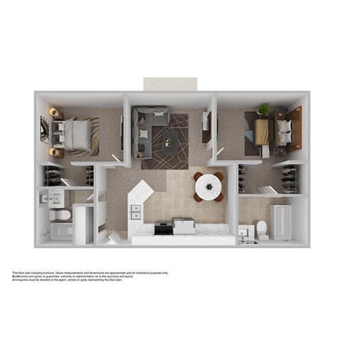 Floor plan for 2 beds, 2 baths, 920 sqft