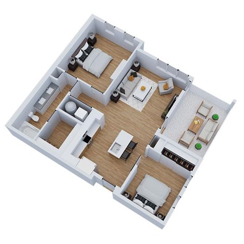 Floor plan for 2 beds, 1 bath, 925 sqft