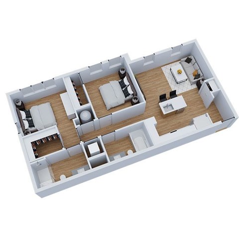 Floor plan for 2 beds, 2 baths, 920 sqft