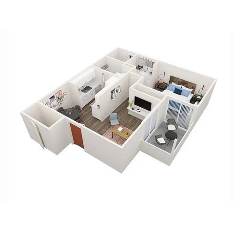 Floor plan for 1 bed, 1 bath, 700 sqft