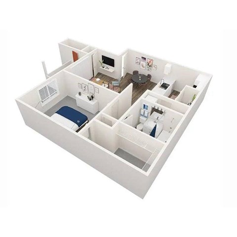 Floor plan for 1 bed, 1 bath, 900 sqft