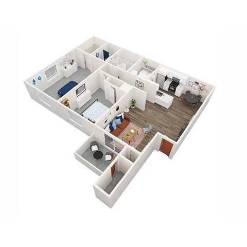 Floor plan for 2 beds, 2 baths, 1200 sqft