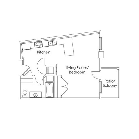Floor plan for studio, 1 bath, 547 sqft