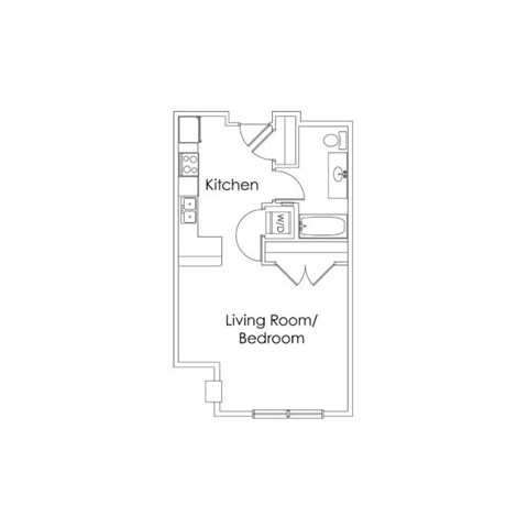 Floor plan for studio, 1 bath, 559 sqft