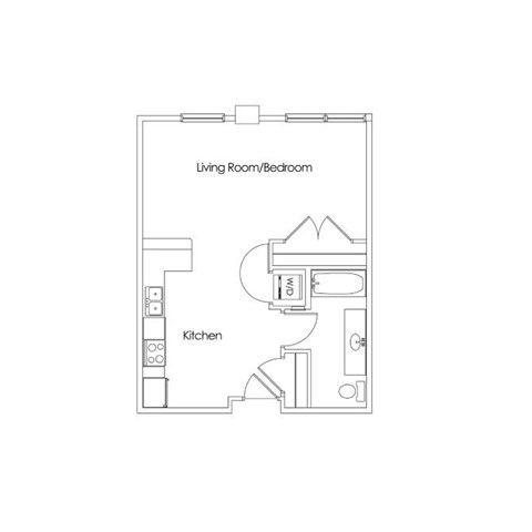 Floor plan for studio, 1 bath, 562 sqft