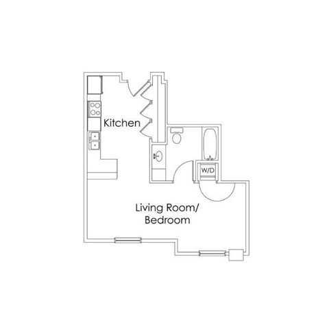 Floor plan for studio, 1 bath, 575 sqft
