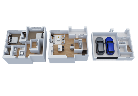 Floor plan for 2 beds, 2.5 baths, 1573 sqft