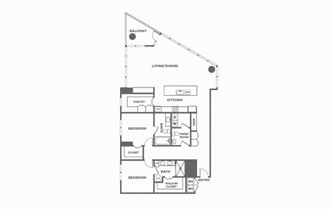 Floor plan for 2 beds, 2.5 baths, 1872 sqft