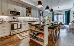 Dallas apartment for rent - Custom Model Kitchen with Dine-In Gourmet Kitchen Islands, Stainless Steel Appliances, and Gas Ranges Stoves