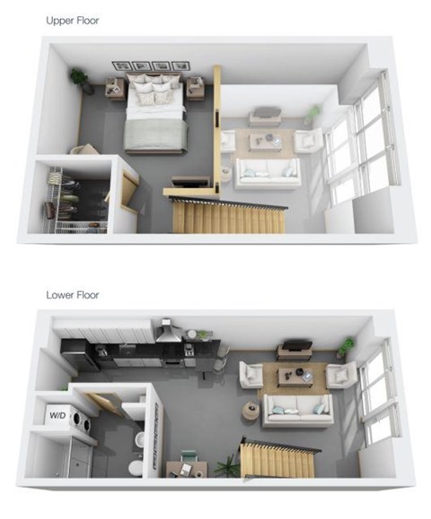 Floor plan for 1 bed, 1 bath, 697 sqft