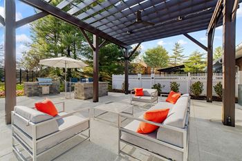 Seating area under pergola 
