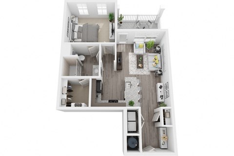 Floor plan for 1 bed, 1 bath, 775 sqft