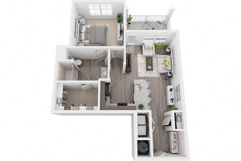 Floor plan for 1 bed, 1 bath, 811 sqft