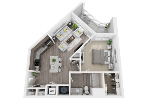 Floor plan for 1 bed, 1 bath, 760 sqft