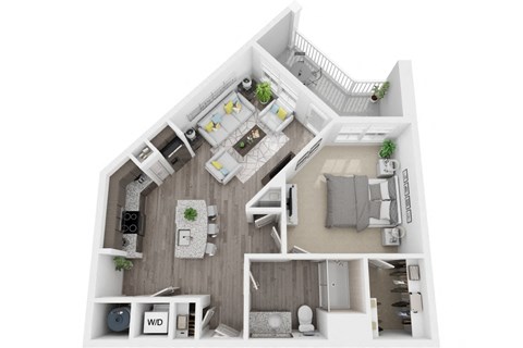 Floor plan for 1 bed, 1 bath, 783 sqft