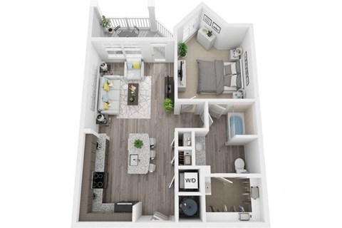 Floor plan for 1 bed, 1 bath, 778 sqft