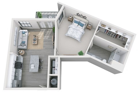 Floor plan for 1 bed, 1 bath, 810 sqft