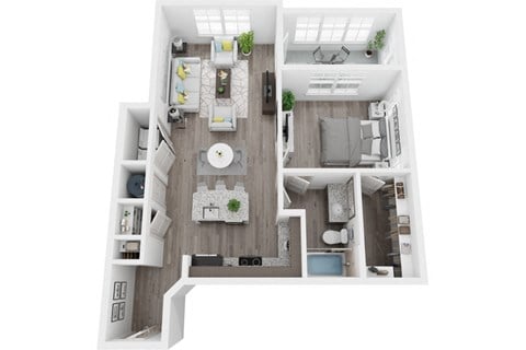 Floor plan for 1 bed, 1 bath, 800 sqft