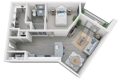 Floor plan for 1 bed, 1 bath, 826 sqft