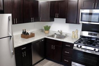 Kitchen with dark cabinets