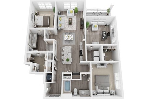 Floor plan for 2 beds, 2 baths, 1392 sqft