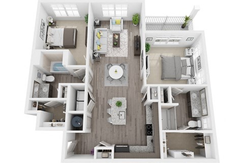 Floor plan for 2 beds, 2 baths, 1189 sqft
