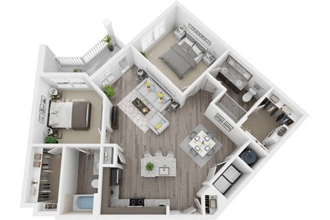 Floor plan for 2 beds, 2 baths, 1093 sqft