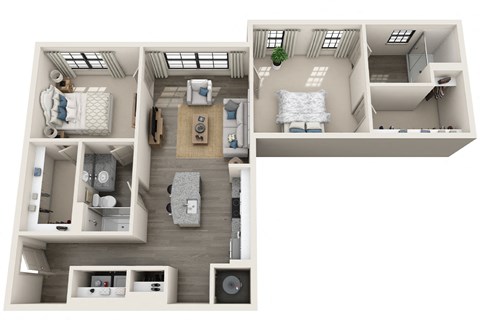 Floor plan for 2 beds, 2 baths, 1179 sqft
