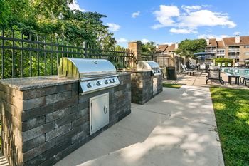 Outdoor kitchen with two grilling stations