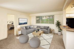 Towson apartment for rent - Living room with large windows  at Cardiff Hall Apartments, Maryland
