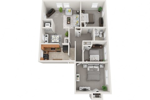 Floor plan for 3 beds, 1 bath, 962 sqft