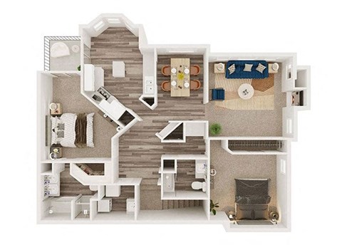 Floor plan for 2 beds, 2 baths, 1533 sqft