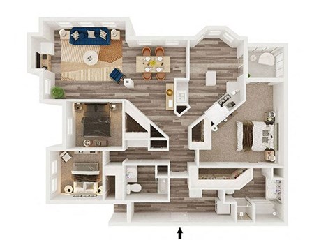 Floor plan for 3 beds, 2 baths, 1547 sqft