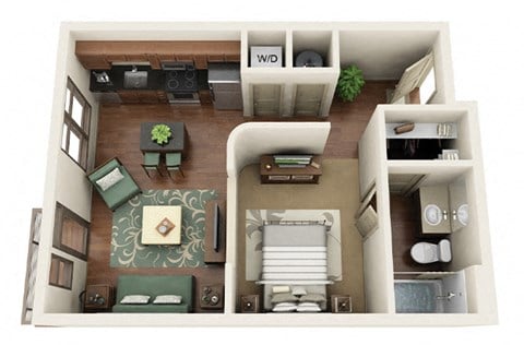 Floor plan for studio, 1 bath, 537 sqft