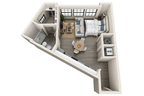 Floor plan for studio, 1 bath, 554 sqft