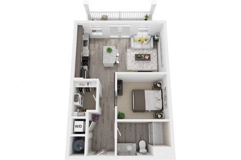Floor plan for studio, 1 bath, 630 sqft