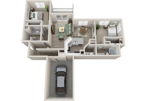 Floor plan for 2 beds, 2 baths, 1244 sqft