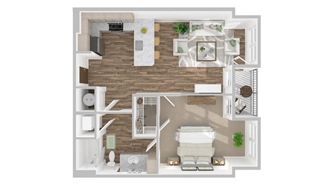Floor plan for 1 bed, 1 bath, 762 sqft
