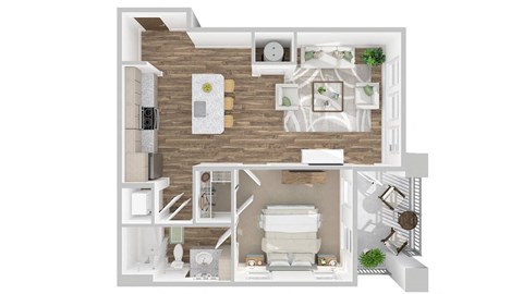 Floor plan for 1 bed, 1 bath, 766 sqft