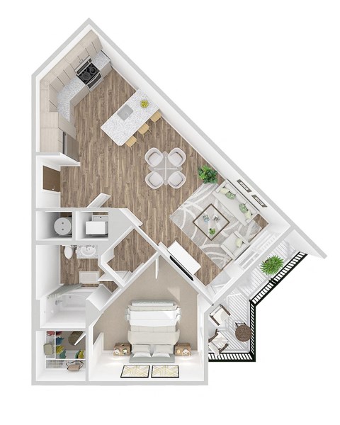 Floor plan for 1 bed, 1 bath, 824 sqft