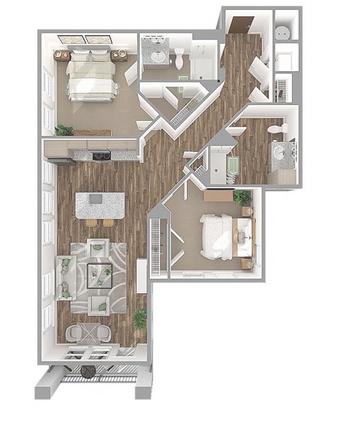 Floor plan for 2 beds, 2 baths, 1148 sqft