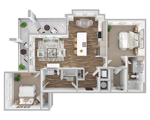 Floor plan for 2 beds, 2 baths, 1234 sqft
