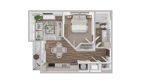Floor plan for studio, 1 bath, 622 sqft