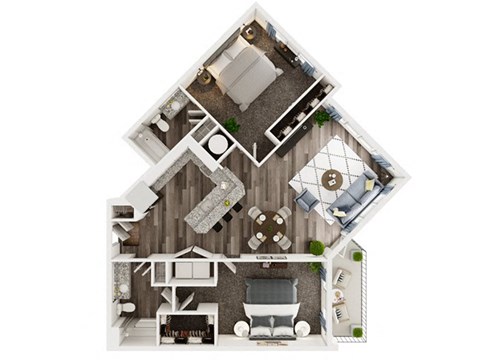 Floor plan for 2 beds, 2 baths, 1133 sqft