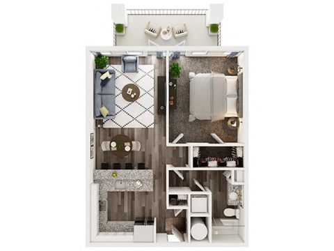 Floor plan for 1 bed, 1 bath, 794 sqft